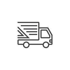 Shipping symbol, truck line icon, outline vector sign, linear pictogram isolated on white. logo illustration