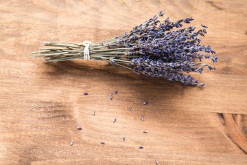 bouquet of lavender on wooden background