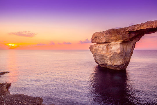 Fototapeta Amazing Sunset View of Azure Window, Gozo, Malta