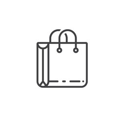 Shopping bag line icon, outline vector sign, linear pictogram isolated on white. logo illustration