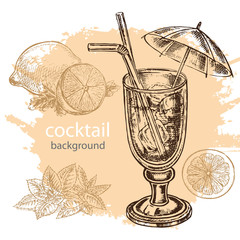 hand drawn sketch illustration cocteil