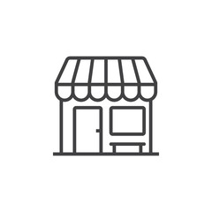 Shop, market line icon, outline vector sign, linear pictogram isolated on white. logo illustration