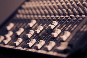 Mixing console. Sound mixer.