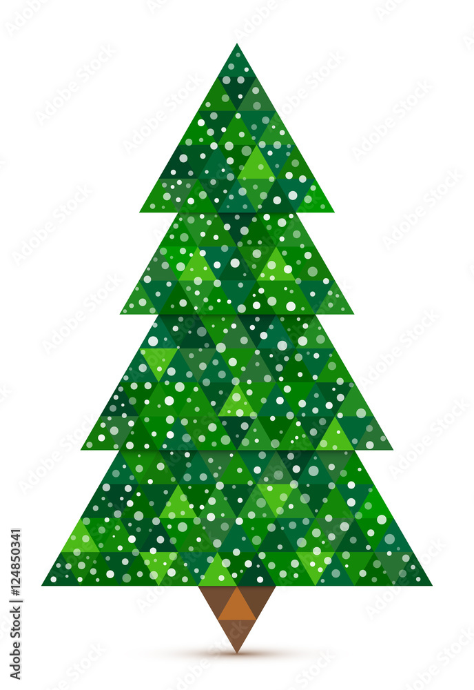 Poster abstract conifer out of triangles with snow