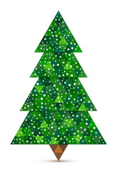 Abstract conifer out of triangles with snow