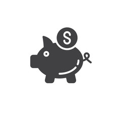 Piggy bank, Savings icon vector, filled flat sign, solid pictogram isolated on white, logo illustration