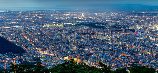 Obraz na płótnie Canvas Cityscape of Sapporo at odori Park, Hokkaido, Japan