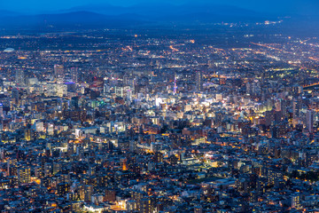 Fototapeta na wymiar Cityscape of Sapporo at odori Park, Hokkaido, Japan