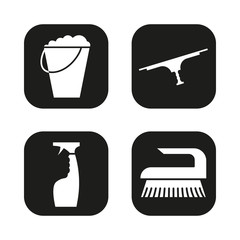 Cleaning equipment icons set.