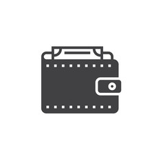 wallet, purse icon vector, filled flat sign, solid pictogram isolated on white, logo illustration