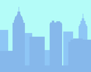 Modern City Silhouette. Skyscrapers and Buildings
