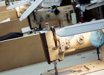 Sewing machines in the workshop ready for use