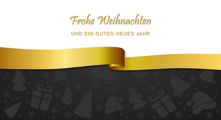 Weihnachten - Banner mit weihnachtlichen Motiven (in Schwarz/ Gold)