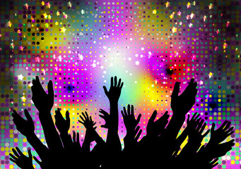 Hands Raised Up -  Symbol of Freedom the Choice, Fun. Vector Ill