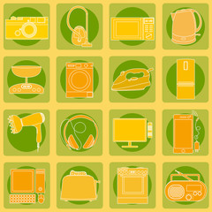Fototapeta na wymiar set of icons of home electronics appliances