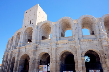 Les Arenes (Roman Arena) in Arles, France.
Roman Arena, roman amphitheatre, Arles, Bouches du Rhone, Provence-Alpes-Côte d'Azur, France
