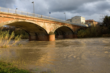 Naklejka na ściany i meble Cecina, Livorno, Tuscany - flooded river