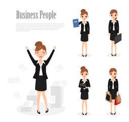 Business woman character in job. Woman successful.