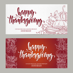 Naklejka premium Thanksgiving vector set greeting card