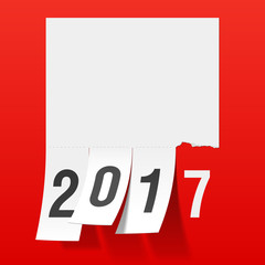 New Year 2017 greeting card. Tear of paper notice, tear off tabs.