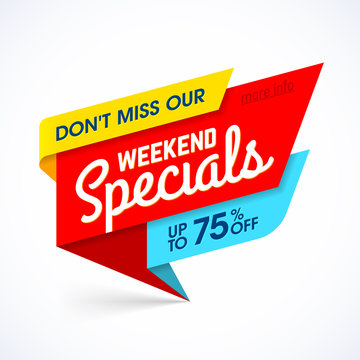 Weekend Specials sale banner, weekend special offer, big sale