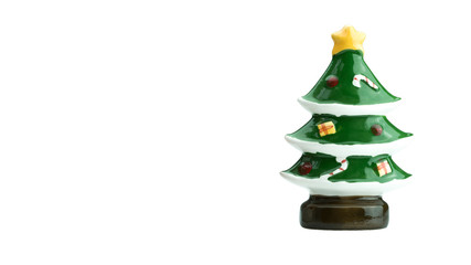 Ceramic Christmas tree model isolated on white background