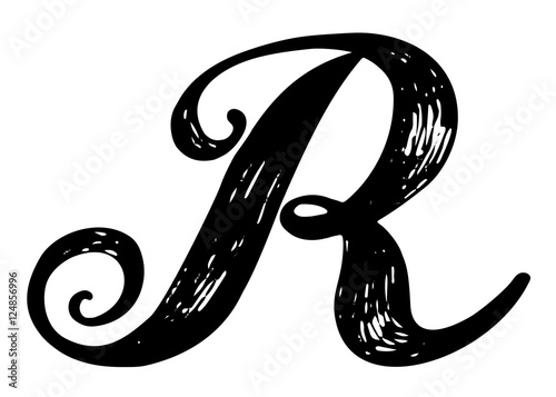 Letter R Calligraphy Alphabet Typeset Lettering Hand Drawn