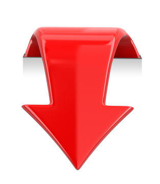 3d arrow downwards. Image with clipping path