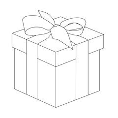 Gift box outline. Present for christmas or birthday. Vector illustration