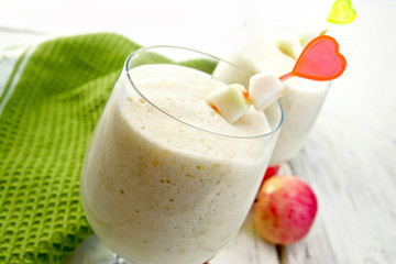 Jelly air apple in wineglass on light board