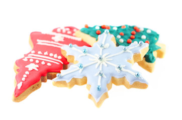 Fototapeta na wymiar Christmas Ginger cookies on isolated white background. 