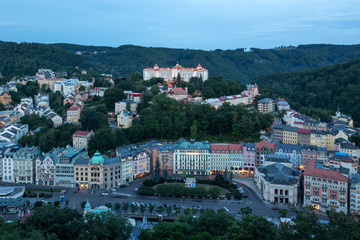 Fototapeta na wymiar World-famous for its mineral springs, the town of Karlovy Vary