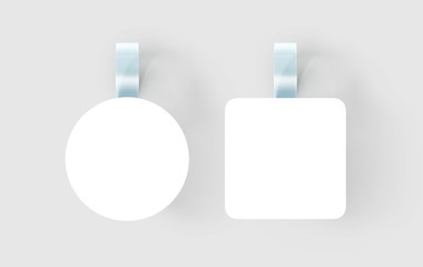 Blank white wobbler hanging on wall mock up, clipping path - obrazy, fototapety, plakaty