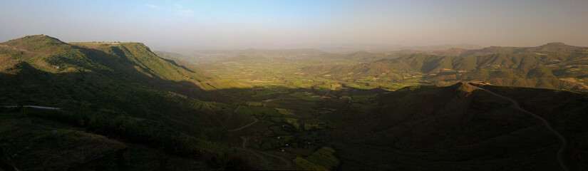 Panorama of Semien mountains and valley around Lalibela, Ethiopia