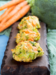 Vegetable patties on serving board