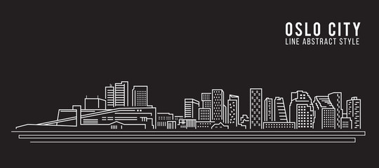 Cityscape Building Line art Vector Illustration design - Oslo city