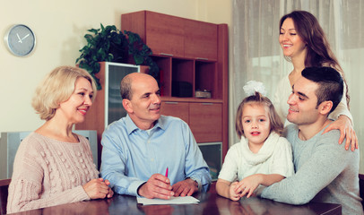 family ready to sign banking documents