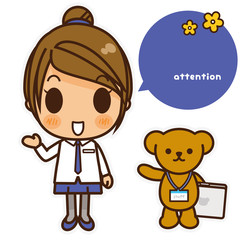 オンナノコ オフィスカジュアル(青) 右手