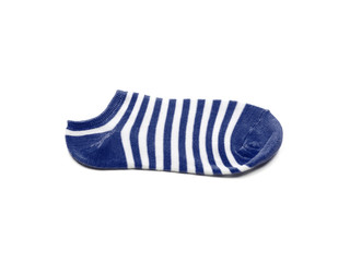 Sock stripes, blue sock on white background.