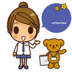 オンナノコ オフィスカジュアル(青) 左手