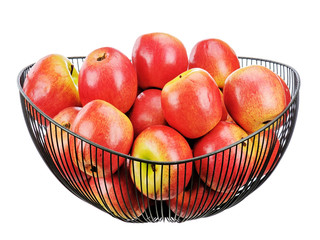 Fresh red apples isolated on white background. Closeup.