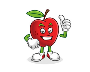 Thumb up apple mascot. Vector of Apple character. Apple logo