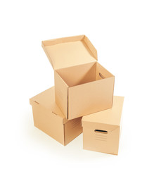 Cardboard boxes isolated over white background