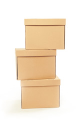 Cardboard boxes isolated over white background