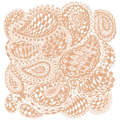 Floral doodle tattoo design. Illustration with paisley ornaments. Hand-drawn flowers.