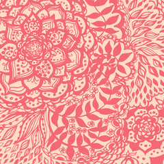 Floral doodle tattoo background. Illustration with paisley ornaments. Hand-drawn flowers. Universal backdrop for everything.
