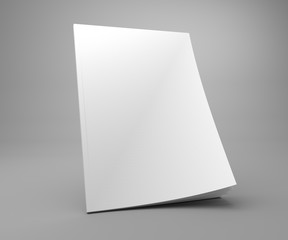 Blank standing 3D illustration cover magazine mockup.