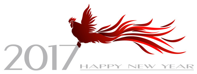 new year 2017 card with rooster 