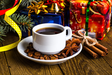 A cup of coffee holidays, winter, christmas, hot drinks