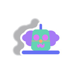 Vector illustration paper sticker Halloween icon pumpkin clown